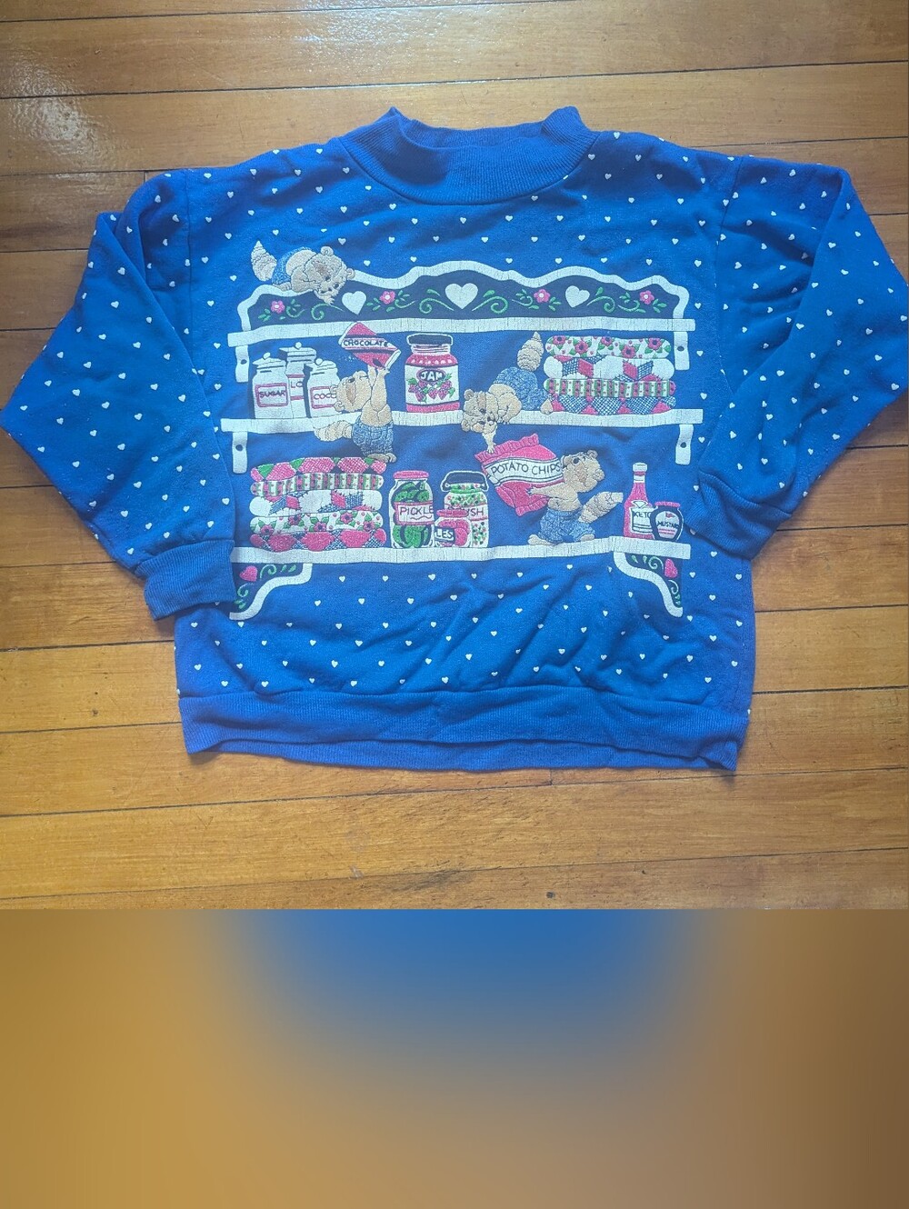 Vintage Spumoni Girls Sz S 7-8 Bears Blue AOP Sweatshirt 90s 80s Grandmacore